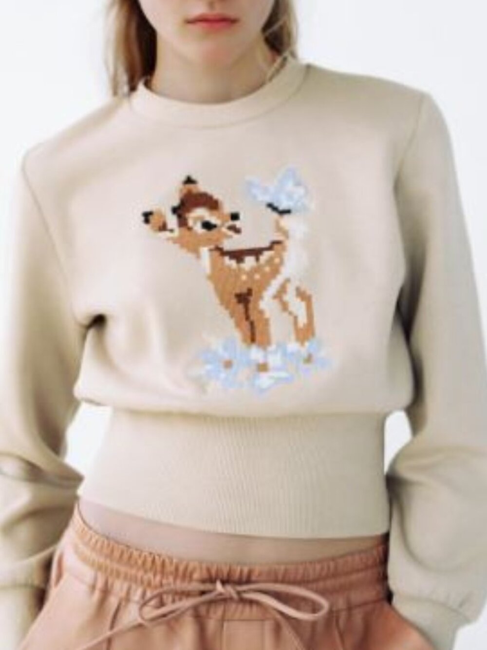 Zara x Disney Classics Cross Stitch Bambi Sweatshirt | S